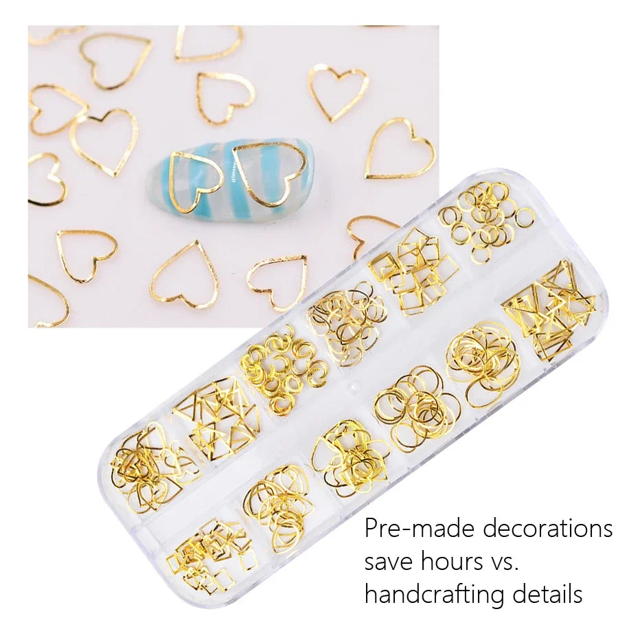 Nails Art Multi-Size Nail Art Jewelry Studs, 3D DIY Decorations Metal Rivet Charm Nail Supplies