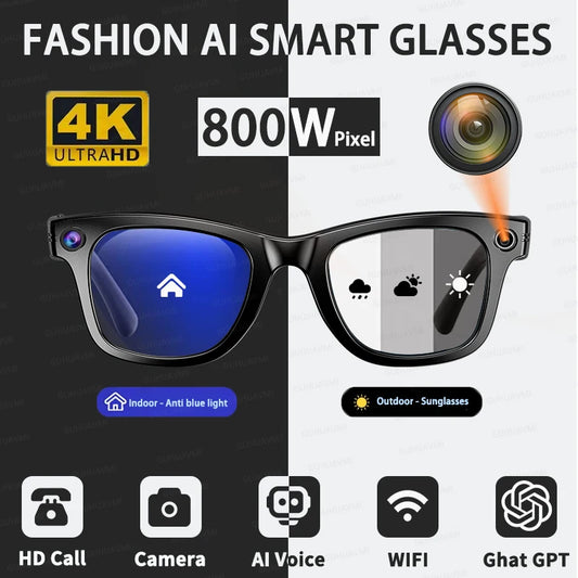 Fashion 8 Million Pixels SmartGlasses Recording Videos AI Photo Recognition Translation 270mAh IP65 Waterproof Bluetooth Glasses