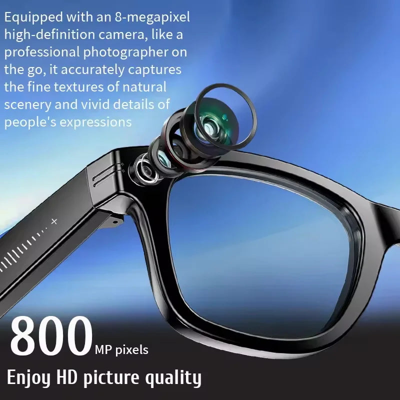 Fashion 8 Million Pixels SmartGlasses Recording Videos AI Photo Recognition Translation 270mAh IP65 Waterproof Bluetooth Glasses