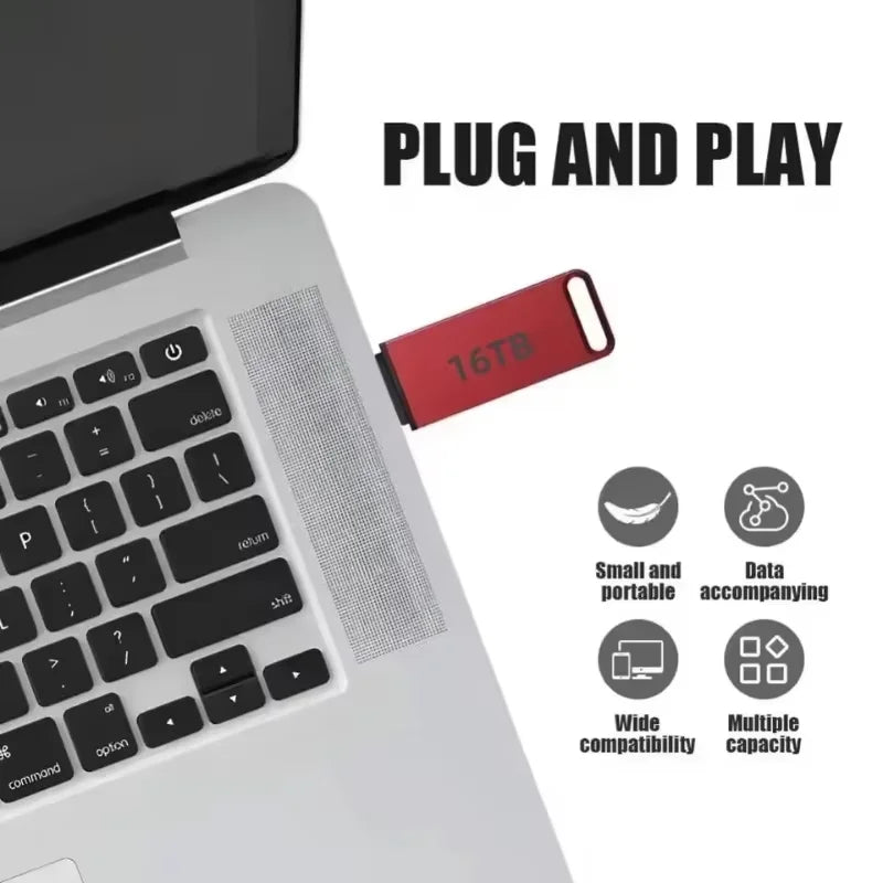 16TB Flash Drive USB 3.2 High Speed Transfer SSD High Capacity Metal Pen Drive Type C Portable Memory Waterproof U Drive