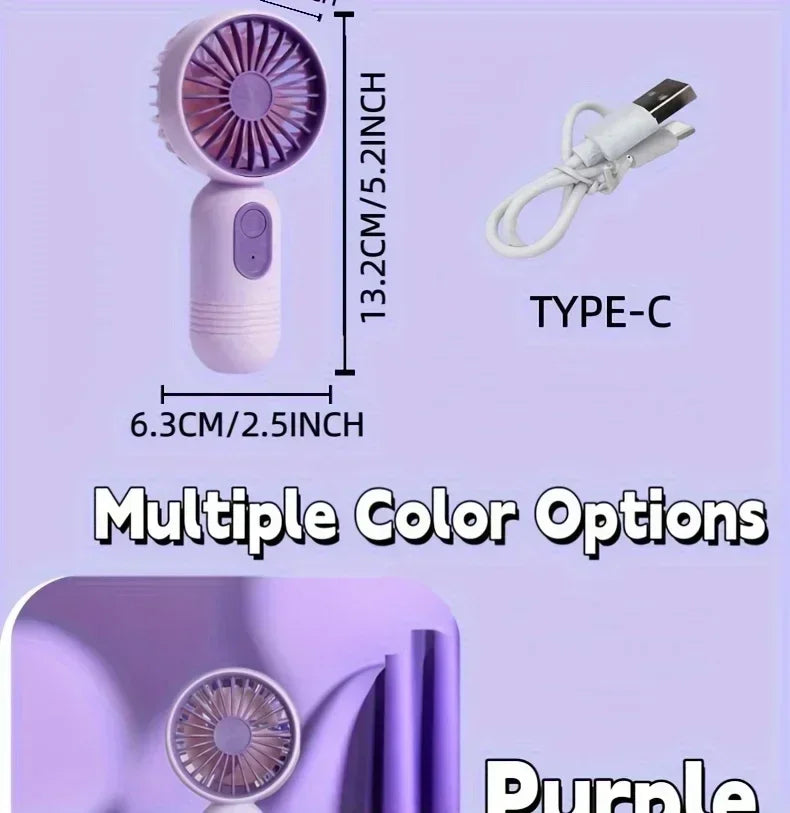 Mini Portable Fan USB Charging 3-speed - Handheld Fan for Men and Women Suitable for Office, Outdoor Travel, and Camping