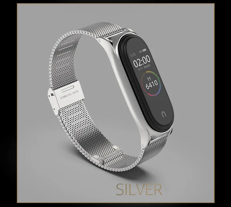 Smart Watch Strap For Xiaomi Mi Band 6 5 4 3 Watchbands Gold Sliver For Miband 6 5 4 Stainless Steel Sport Smartwatch Correas