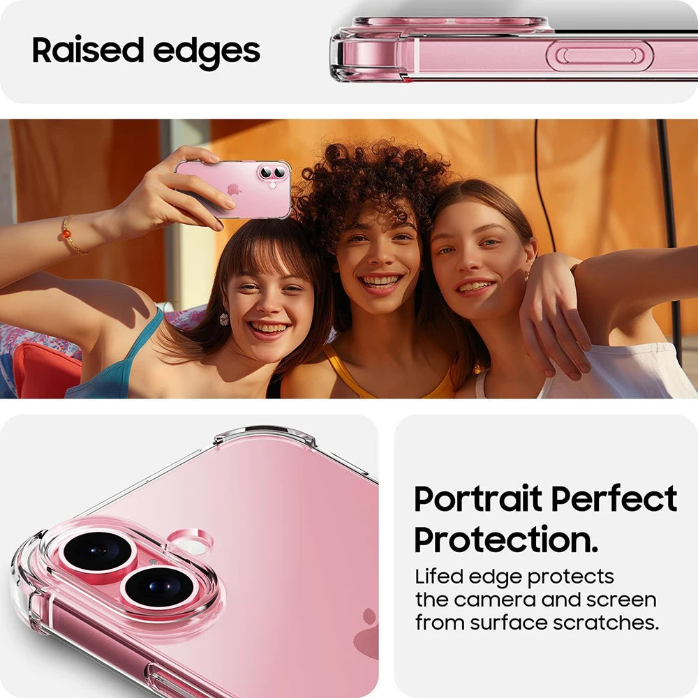 Shockproof Phone Silicone Soft Case For iPhone 16 15 14 13 12 11 Pro Max Plus Mini Clear Back Cover Ultra Thin TPU Shell Luxury