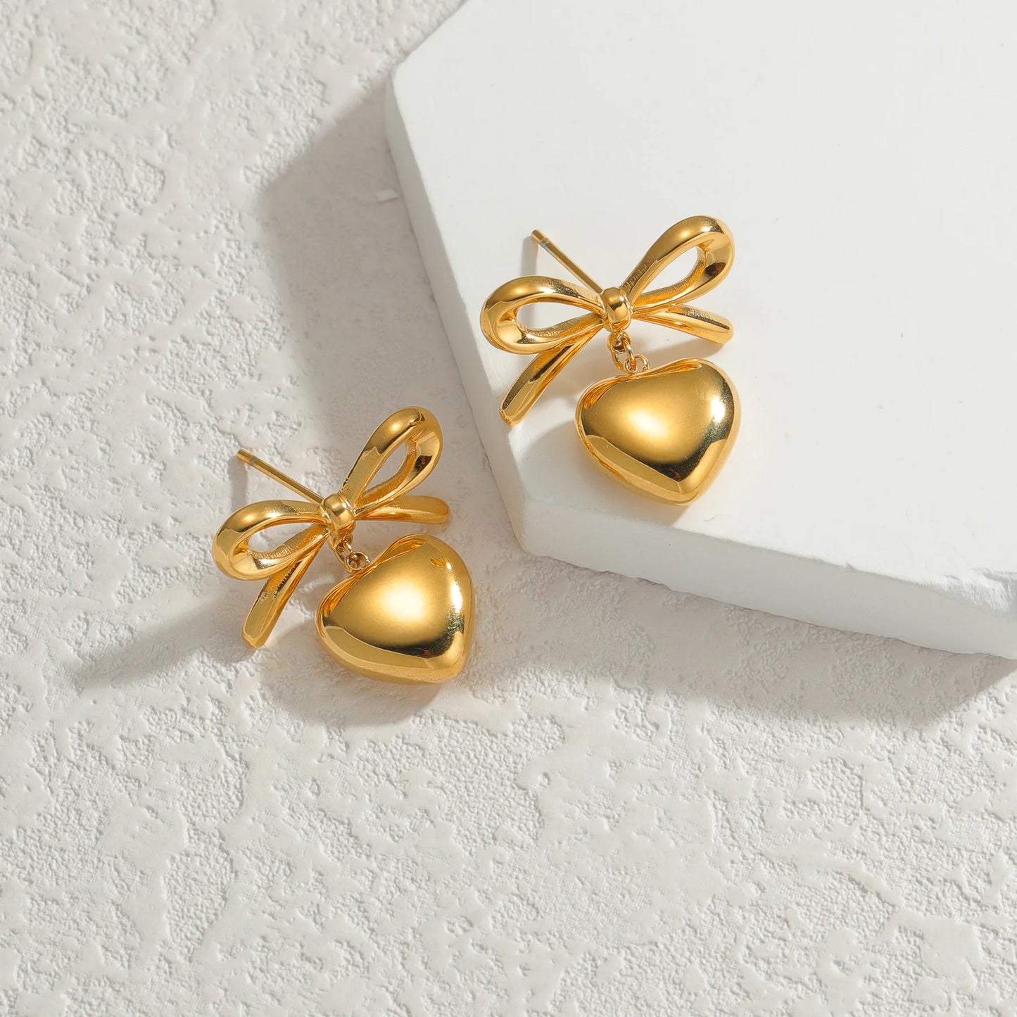 Freeteeme Various Style Necklace Earrings Set for Women Stainless Steel Bow Zircon Pendant Ear Studs Jewelry Set Birthday Gifts