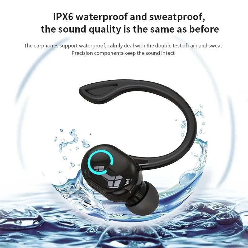 TWS Bluetooth 5.2 Ear Hook Wireless Earphone True Headphones Mini Handsfree Waterproof Sport Music Headset Single Right Earbuds
