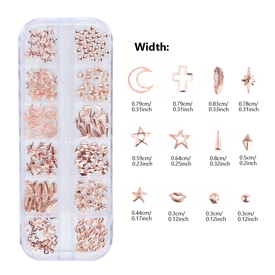 Nails Art Multi-Size Nail Art Jewelry Studs, 3D DIY Decorations Metal Rivet Charm Nail Supplies