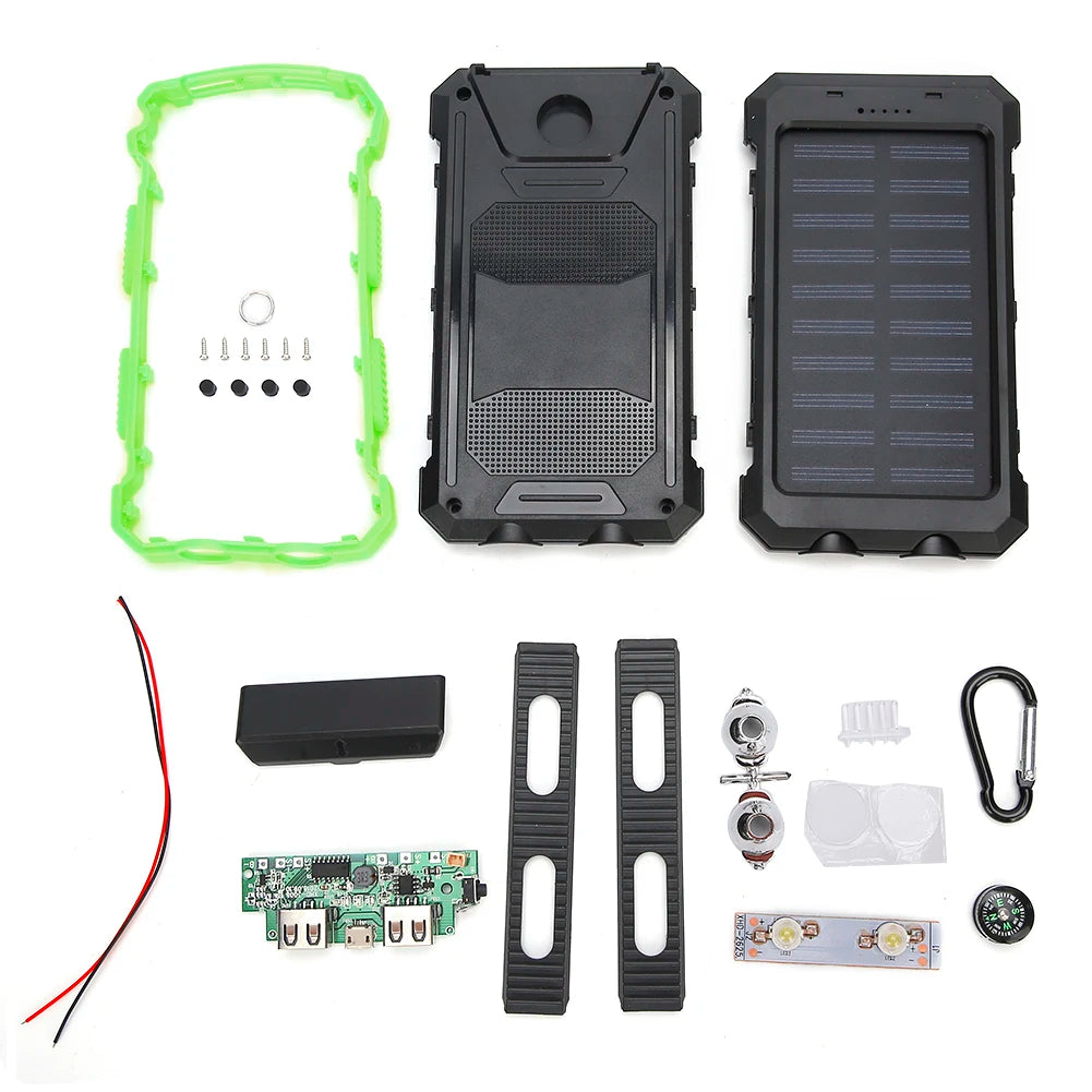 10000mAh Outdoor Fast  Solar Mobile Power Bank Case DIY Kit with   Power Bank Power Bank Dual USB