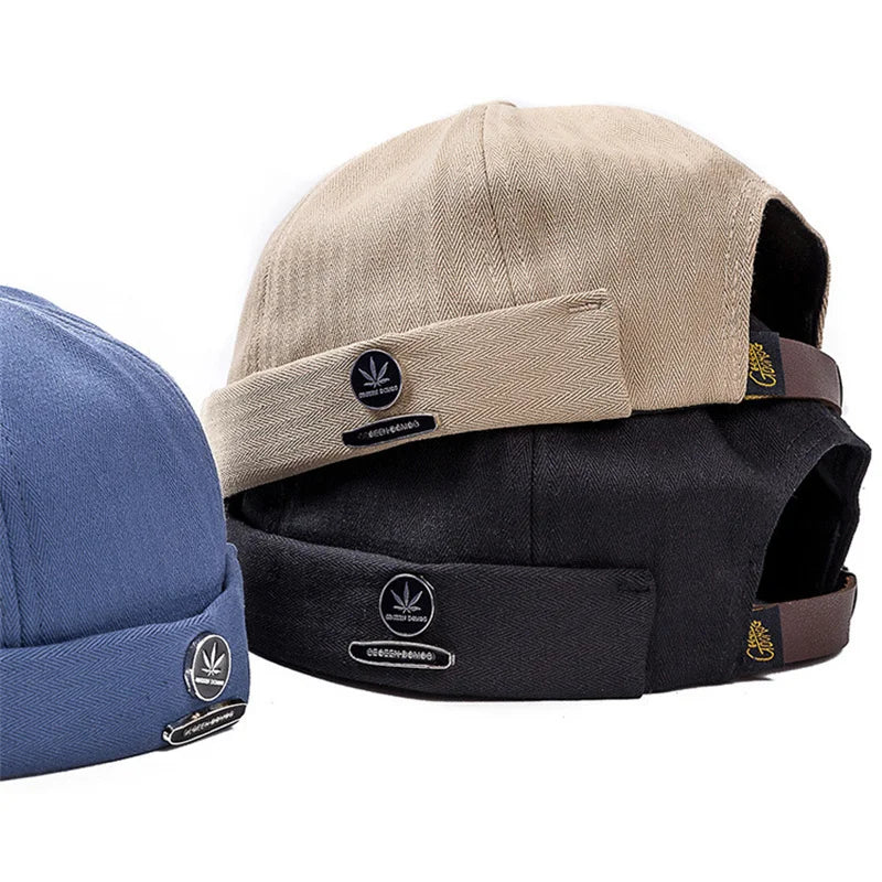 Fashion Men Women Docker Brimless Caps Hat Retro Maple Leaf Icon Melon Beanie Hats Outdoor Street Style Spring Summer Skullcap