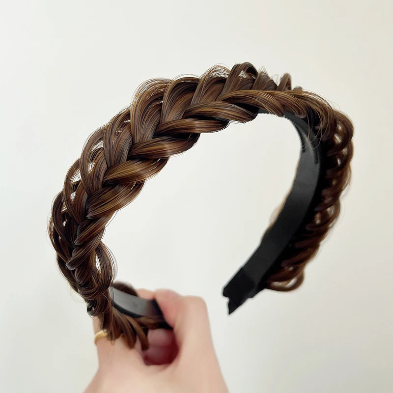Wig Twist Headbands for Women Wide Fishbone Braids Hairbands Handmade Retro Head Hoop Hair Styling Headwear Hair Accessories