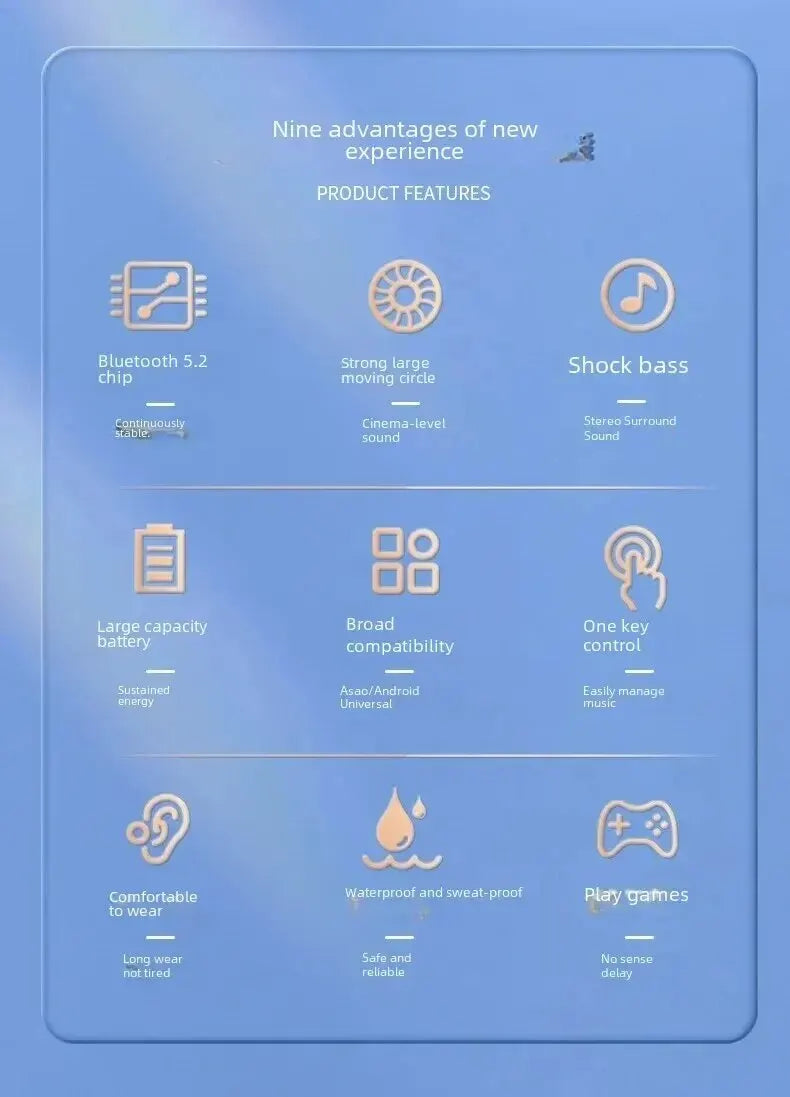 TWS Bluetooth 5.2 Ear Hook Wireless Earphone True Headphones Mini Handsfree Waterproof Sport Music Headset Single Right Earbuds