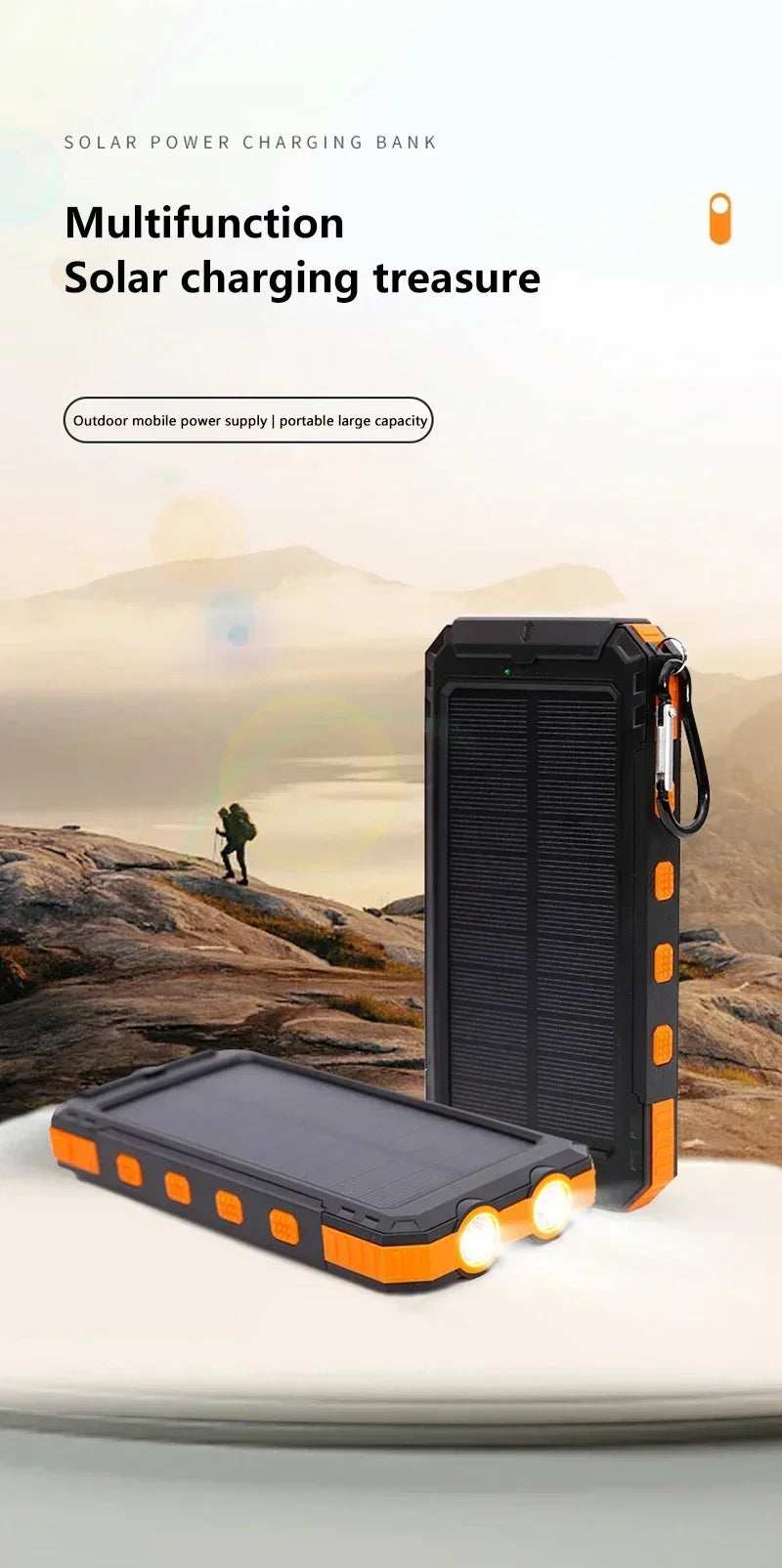 Solar 200000mAh Power Bank Portable Large Capacity Charger Compatible 120W Super Fast Charging For iPhone Samsun Huawei Xiaomi