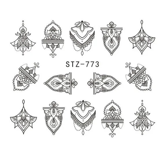 Nails Water Decals Abstract Pattern Nail Stickers Color Block Lines Leaf Flowers Sliders Manicures Foils Tips Black Art  Uñas