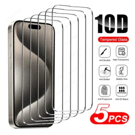 5Pcs Tempered Glass for IPhone 16 15 14 13 12 11 Pro Max Screen Protector For IPhone 13Mini 14 Plus