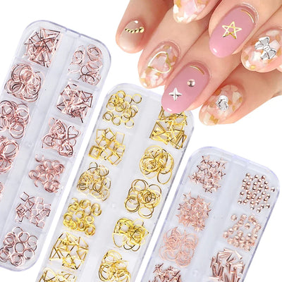 Nails Art Multi-Size Nail Art Jewelry Studs, 3D DIY Decorations Metal Rivet Charm Nail Supplies