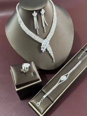 European and American 5-piece necklace set, earring bracelet, ring jewelry set, banquet dress jewelry set