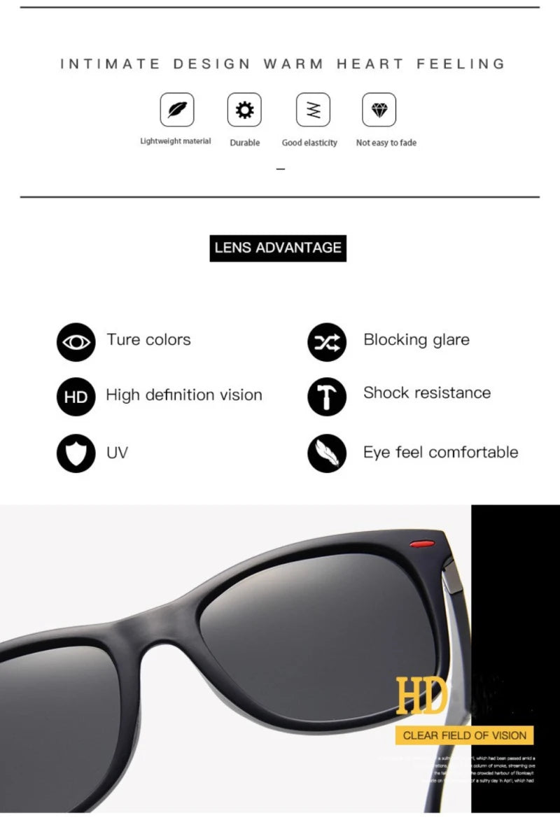 Fashion Classic Polarized Sunglasses Men Women Square Sun Glasses Anti-glare Goggle Travel Fishing Cycling Sunglasses UV400