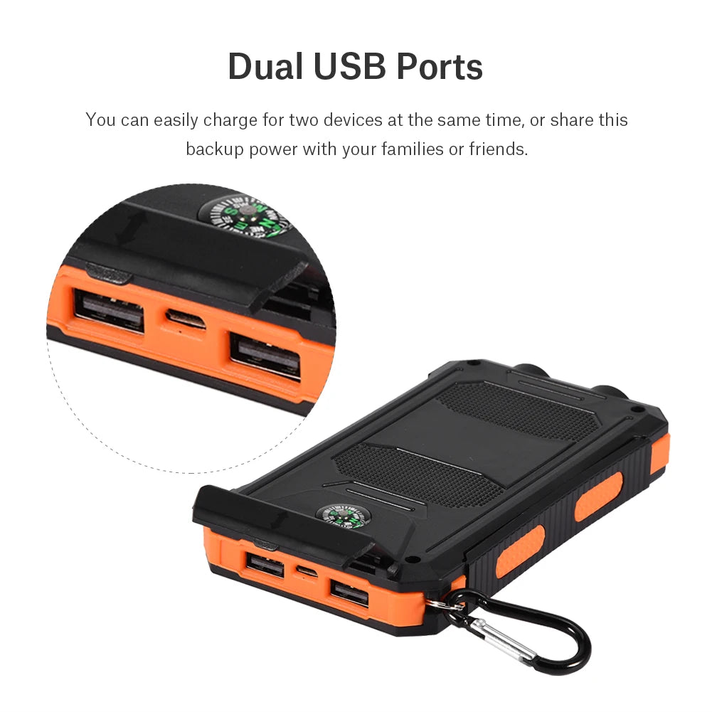 10000mAh Outdoor Fast  Solar Mobile Power Bank Case DIY Kit with   Power Bank Power Bank Dual USB