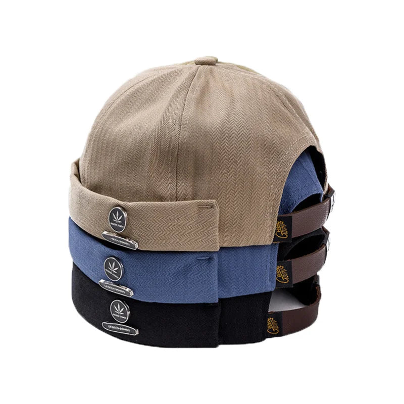 Fashion Men Women Docker Brimless Caps Hat Retro Maple Leaf Icon Melon Beanie Hats Outdoor Street Style Spring Summer Skullcap