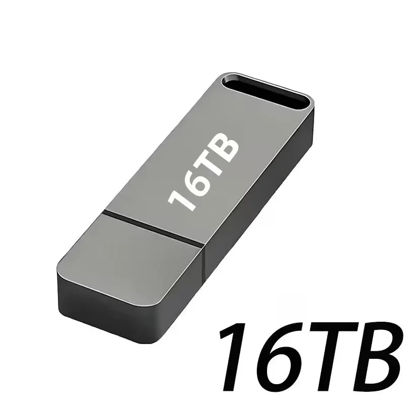 16TB Flash Drive USB 3.2 High Speed Transfer SSD High Capacity Metal Pen Drive Type C Portable Memory Waterproof U Drive
