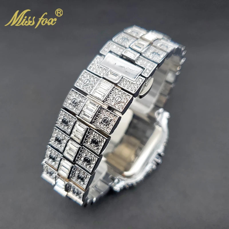 Diamond Men's Quartz Watch With Auto Date Waterproof Wristwatches For Male Unique Luxury Cool Iced Fashion Trends Timepieces New