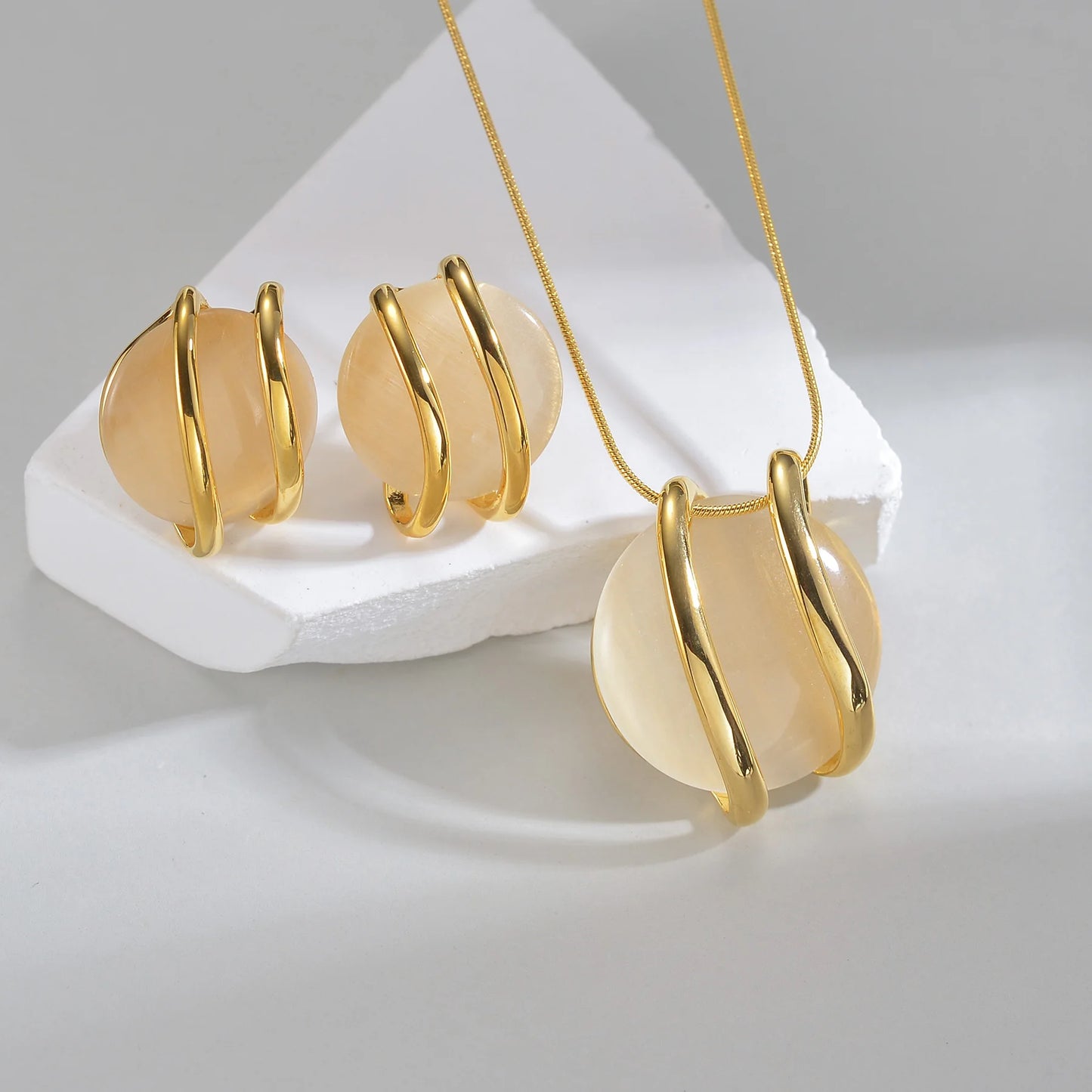 Freeteeme Various Style Necklace Earrings Set for Women Stainless Steel Bow Zircon Pendant Ear Studs Jewelry Set Birthday Gifts