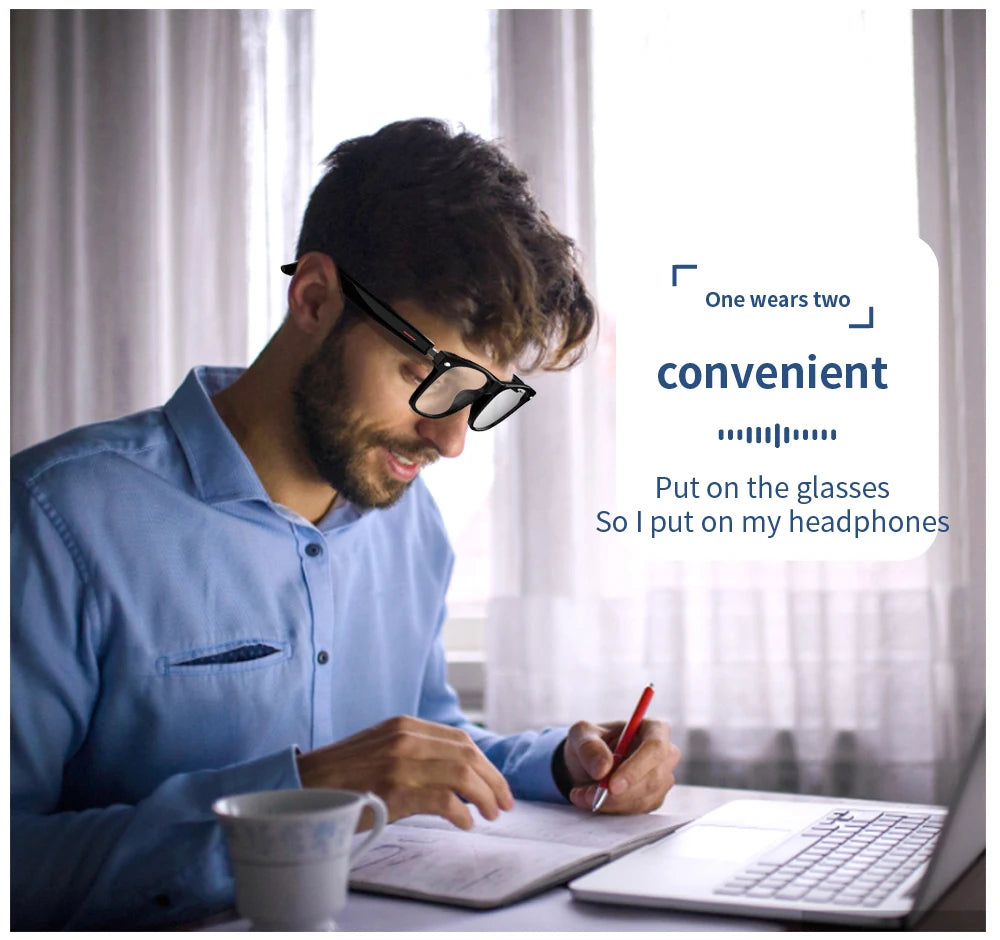 Smart Glasses with AI Navigation Listen Songs Bluetooth Call Voice Assistant Remote Camera Translate Language Smart Sunglasses