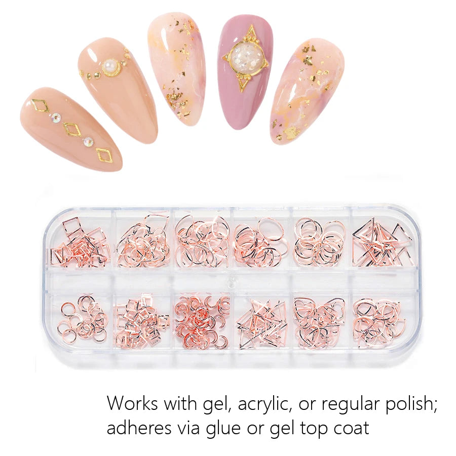 Nails Art Multi-Size Nail Art Jewelry Studs, 3D DIY Decorations Metal Rivet Charm Nail Supplies