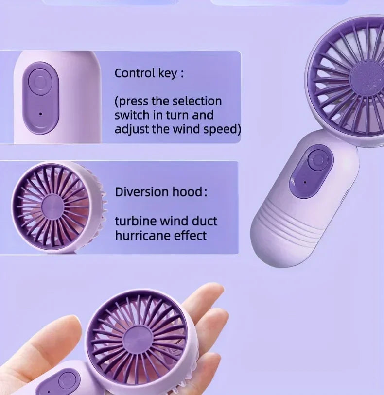 Mini Portable Fan USB Charging 3-speed - Handheld Fan for Men and Women Suitable for Office, Outdoor Travel, and Camping