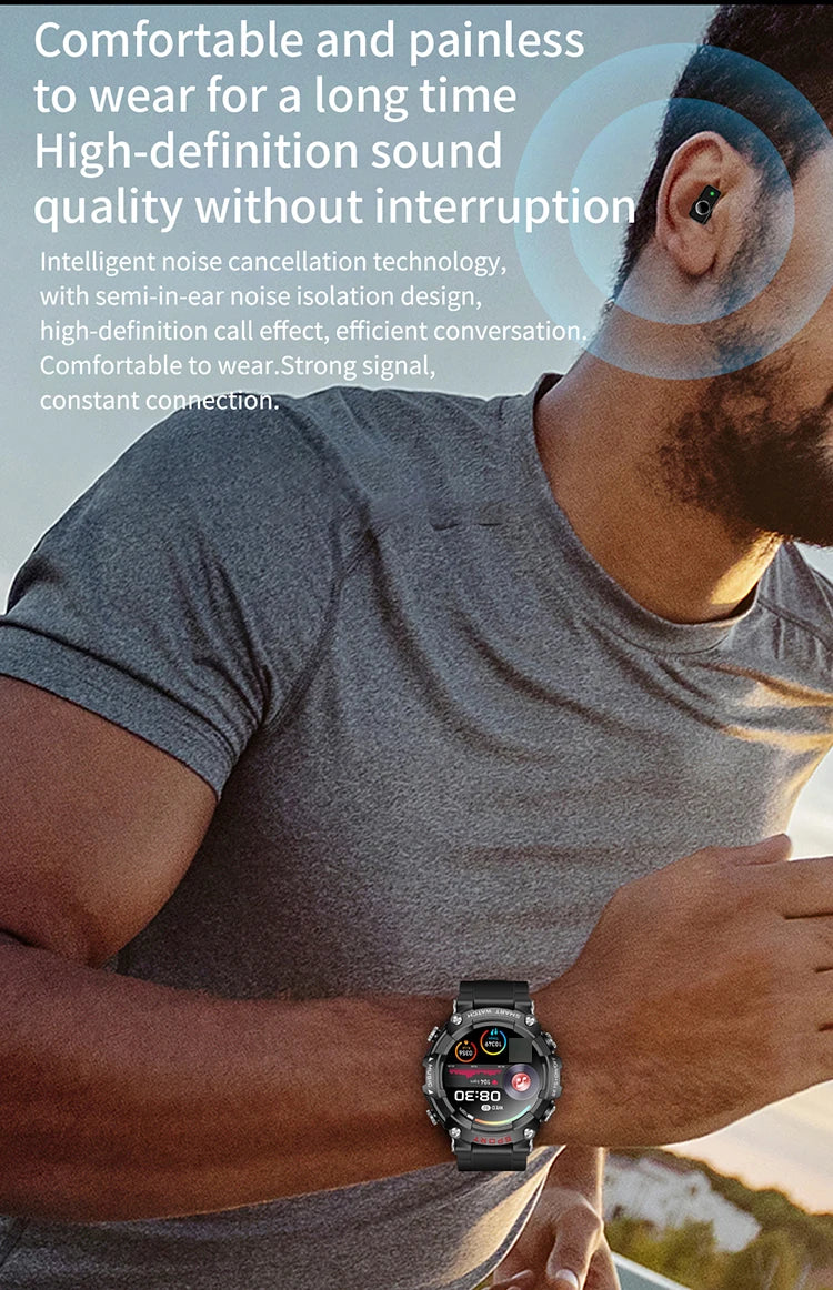 Smart Watch with Earphones BT Call Music Headset Player T96 Heart Rate Sleep Monitor Smart Watch with Earbuds 2 in 1