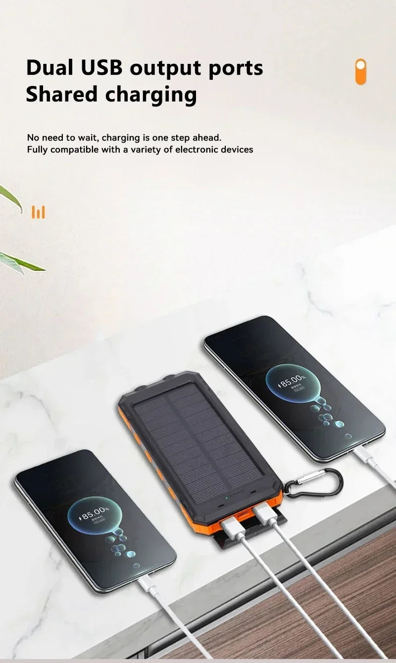 Solar 200000mAh Power Bank Portable Large Capacity Charger Compatible 120W Super Fast Charging For iPhone Samsun Huawei Xiaomi