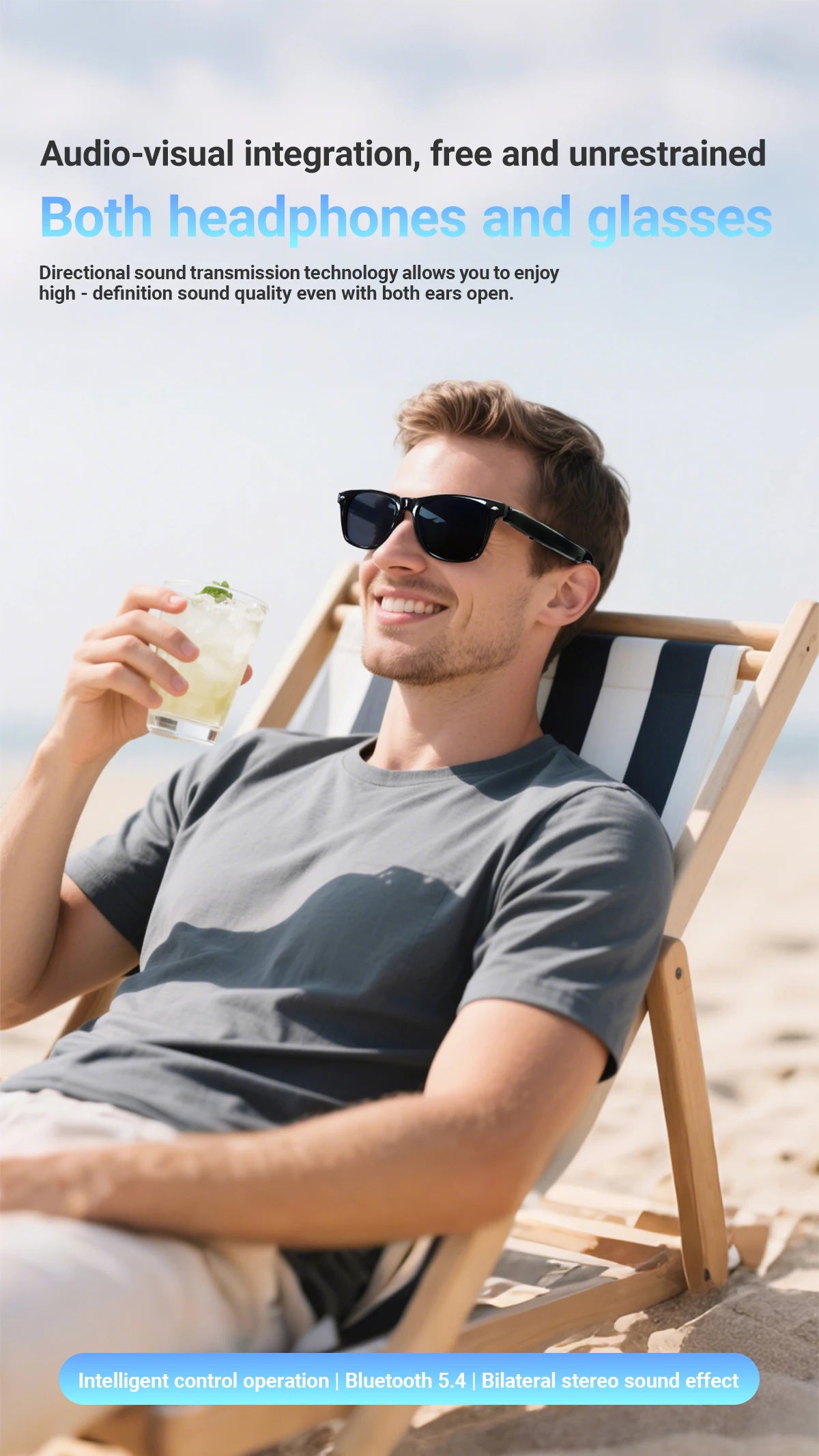 2025 Smart Glasses AI translation 100+ Languages Make Receive Calls Music Calling Noise Reduction Light BT TWS Glasses Men Women