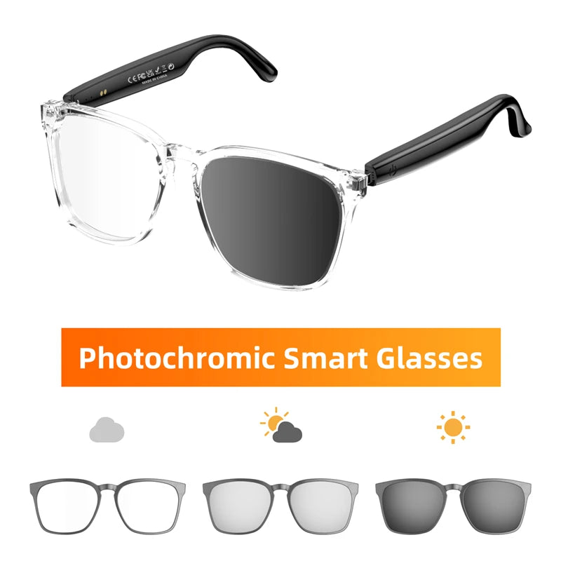 AI Translation Smart Glass Photochromic Bluetooth Wireless Hands-Free Communication Audio Multifunctional Driving Smart Glasses