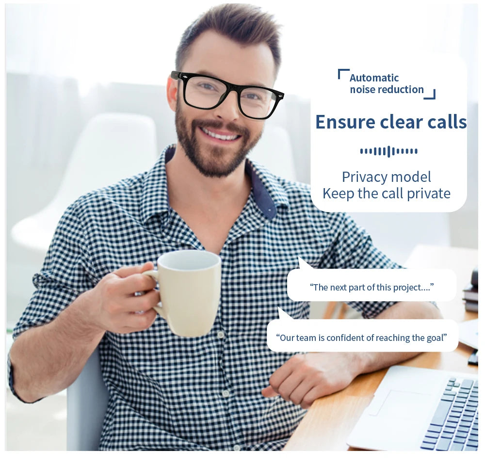 Smart Glasses with AI Navigation Listen Songs Bluetooth Call Voice Assistant Remote Camera Translate Language Smart Sunglasses