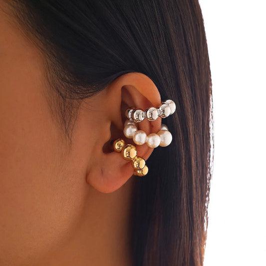 Three Pieces Set Pearls Without Ear Holes Clip Earrings for Women Fashion Customized Jewelry Minimalist Accessories Wholesale