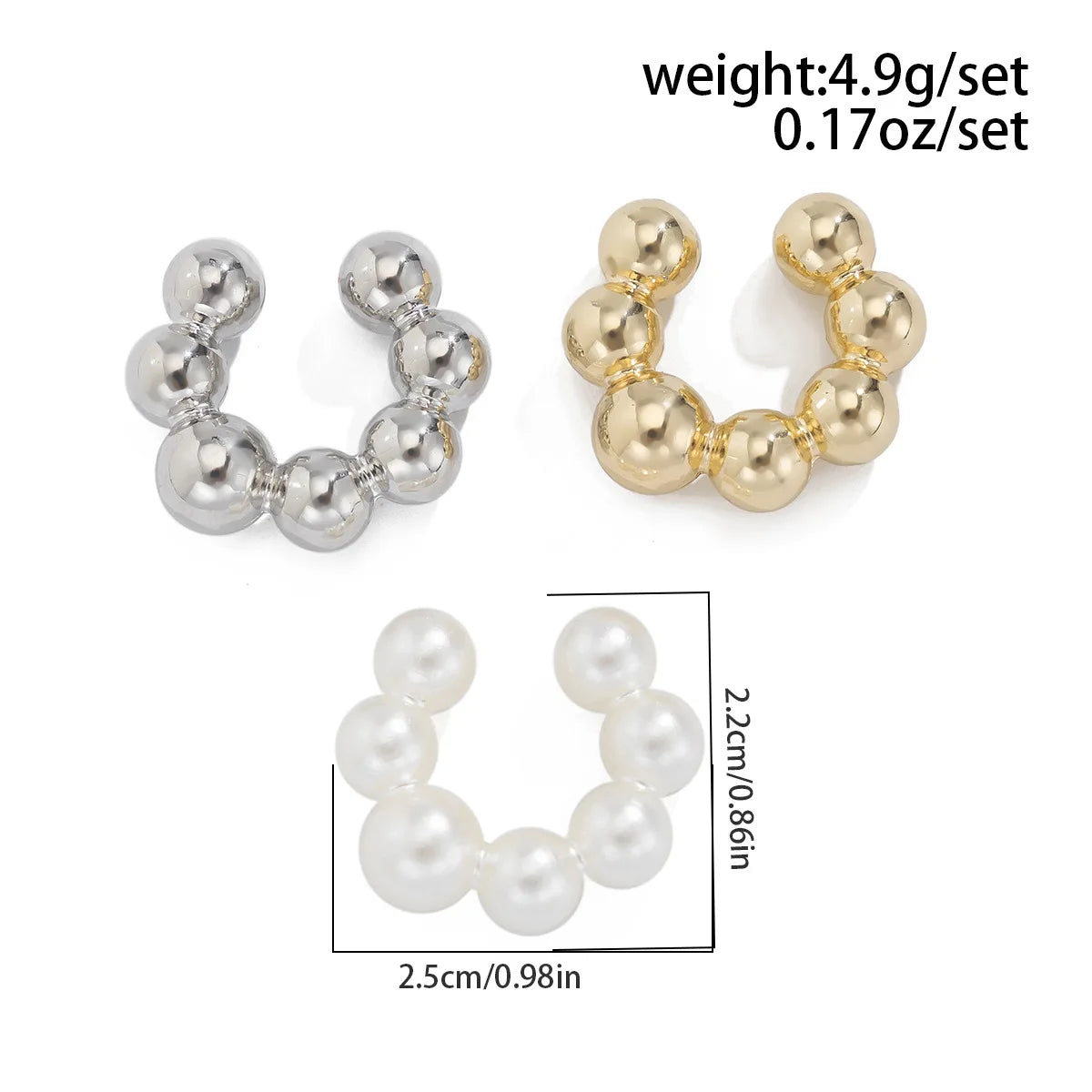 Three Pieces Set Pearls Without Ear Holes Clip Earrings for Women Fashion Customized Jewelry Minimalist Accessories Wholesale