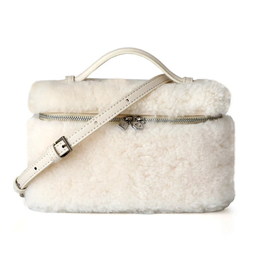 Ladies' bag 2025 new high-end retro wool lamb hand-held box bag niche design single shoulder crossbody bag