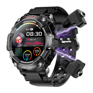 Smart Watch with Earphones BT Call Music Headset Player T96 Heart Rate Sleep Monitor Smart Watch with Earbuds 2 in 1