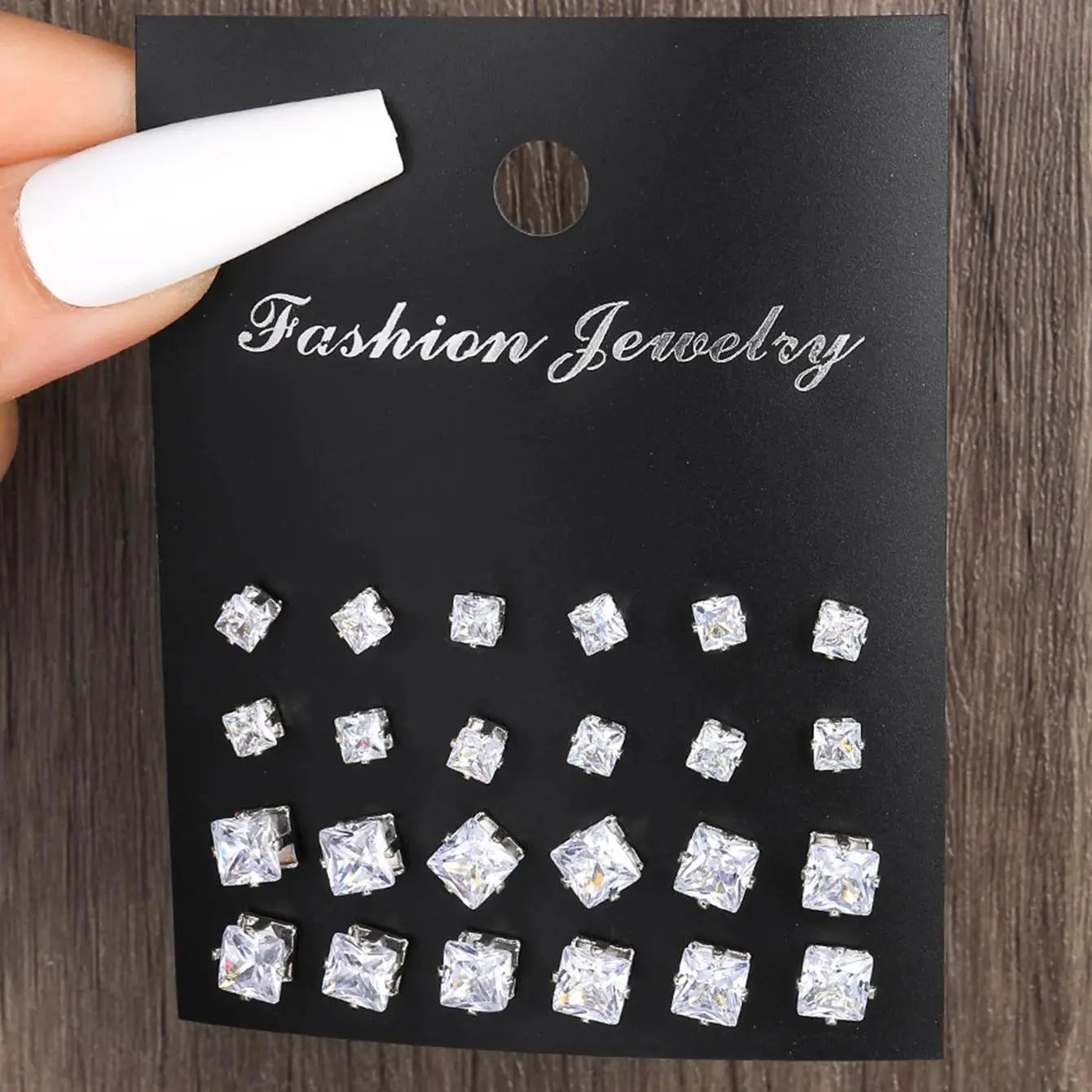 12pairs Fashionable Minimalist Cubic Zirconia Sparkly Earrings，Suitable For Holidays, Parties, Dates, Gifts, Everyday Wear