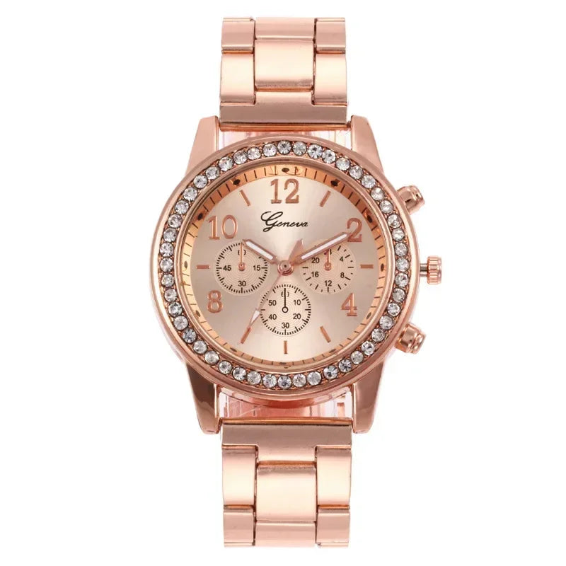 Women Diamond Watch Reloj Mujer New Fashion Luxury Rose Gold Wristwatch Female Casual Stainless Steel Quartz Watches Clock