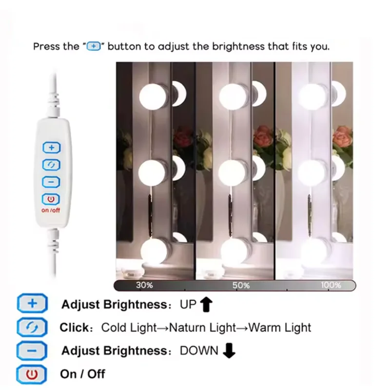2025 Makeup Mirror LED Light Bulbs Vanity Lights USB Bathroom Dressing Table Lighting Dimmable LED Vanity Light For Mirror Light