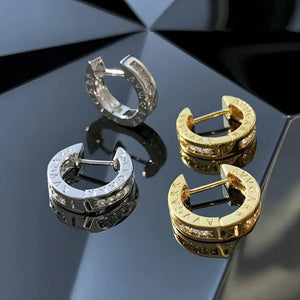 Diamond ring earrings, light luxury, unique and plain ring high-end accessories, versatile and minimalist accessories for women