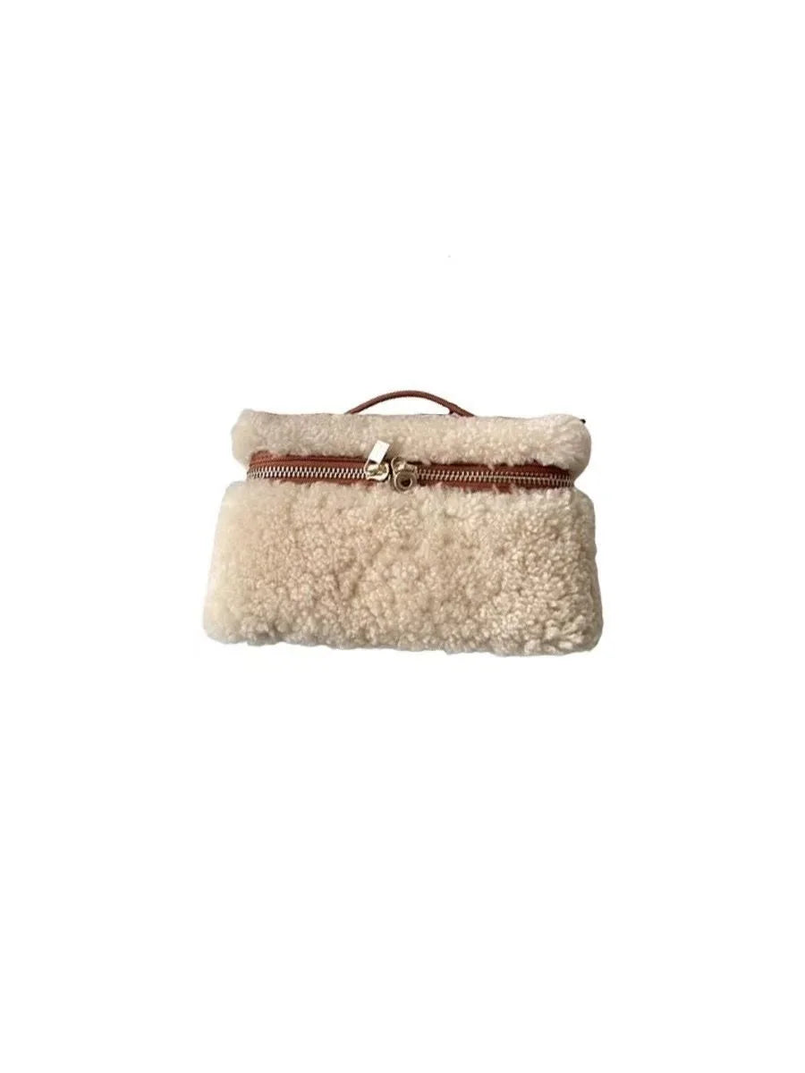 Ladies' bag 2025 new high-end retro wool lamb hand-held box bag niche design single shoulder crossbody bag