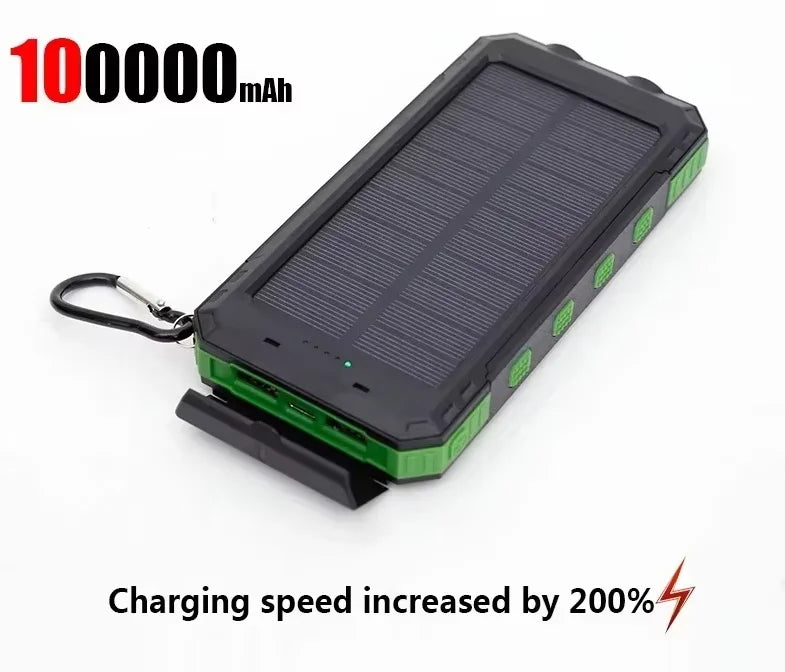 Solar 200000mAh Power Bank Portable Large Capacity Charger Compatible 120W Super Fast Charging For iPhone Samsun Huawei Xiaomi