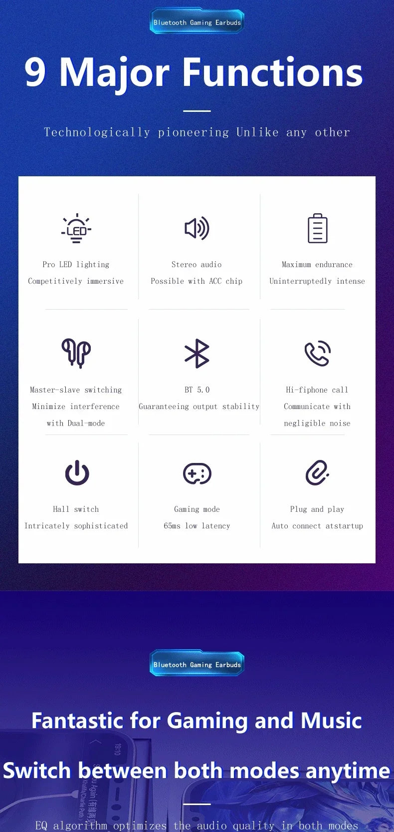 2025 New TWS Wireless Earphone 5.3 bluetooth Headphone Low Latency Earbud Esport Gaming Headset Gamer with Mic For xiaomi iphone