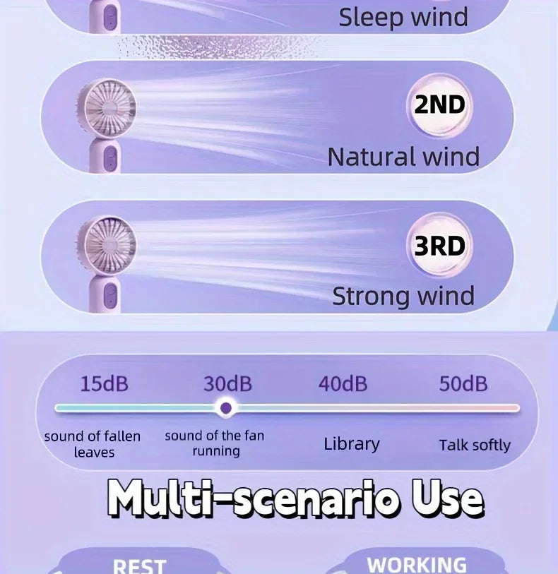 Mini Portable Fan USB Charging 3-speed - Handheld Fan for Men and Women Suitable for Office, Outdoor Travel, and Camping