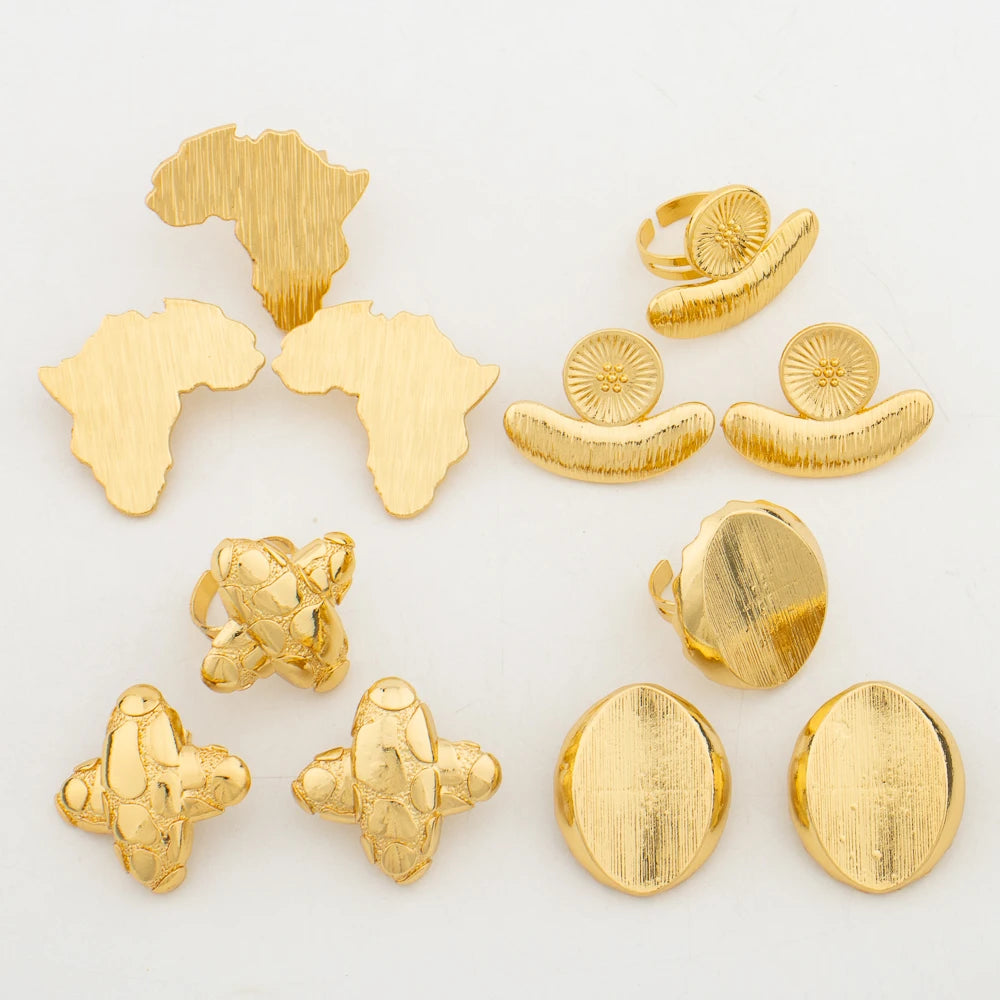 New 18 Gold Plated Jewelry Set For Women Design Dubai Fashion Earrings and Ring Set African Bridal Wedding Jewelry Party Gift