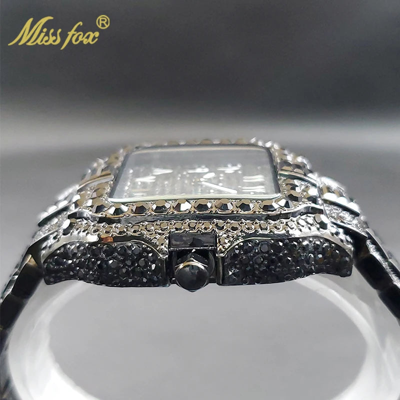 Diamond Men's Quartz Watch With Auto Date Waterproof Wristwatches For Male Unique Luxury Cool Iced Fashion Trends Timepieces New